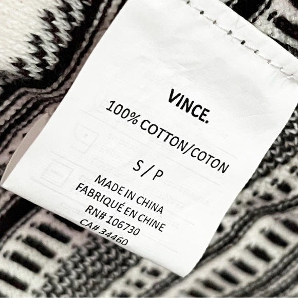 Vince Black White Open Front Long Cardigan Sweater Sz S Kimono Short Sleeve Fall - Picture 5 of 8